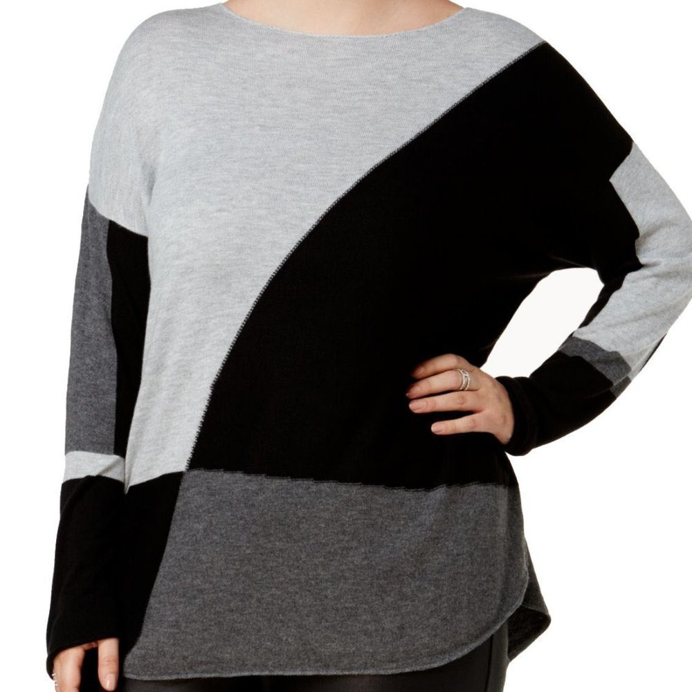 Inc plus size long sleeve high low sweater